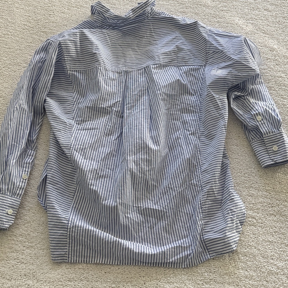Madewell Light Blue Striped Button Down Shirt women's button-up XS Oversized - Picture 6 of 10